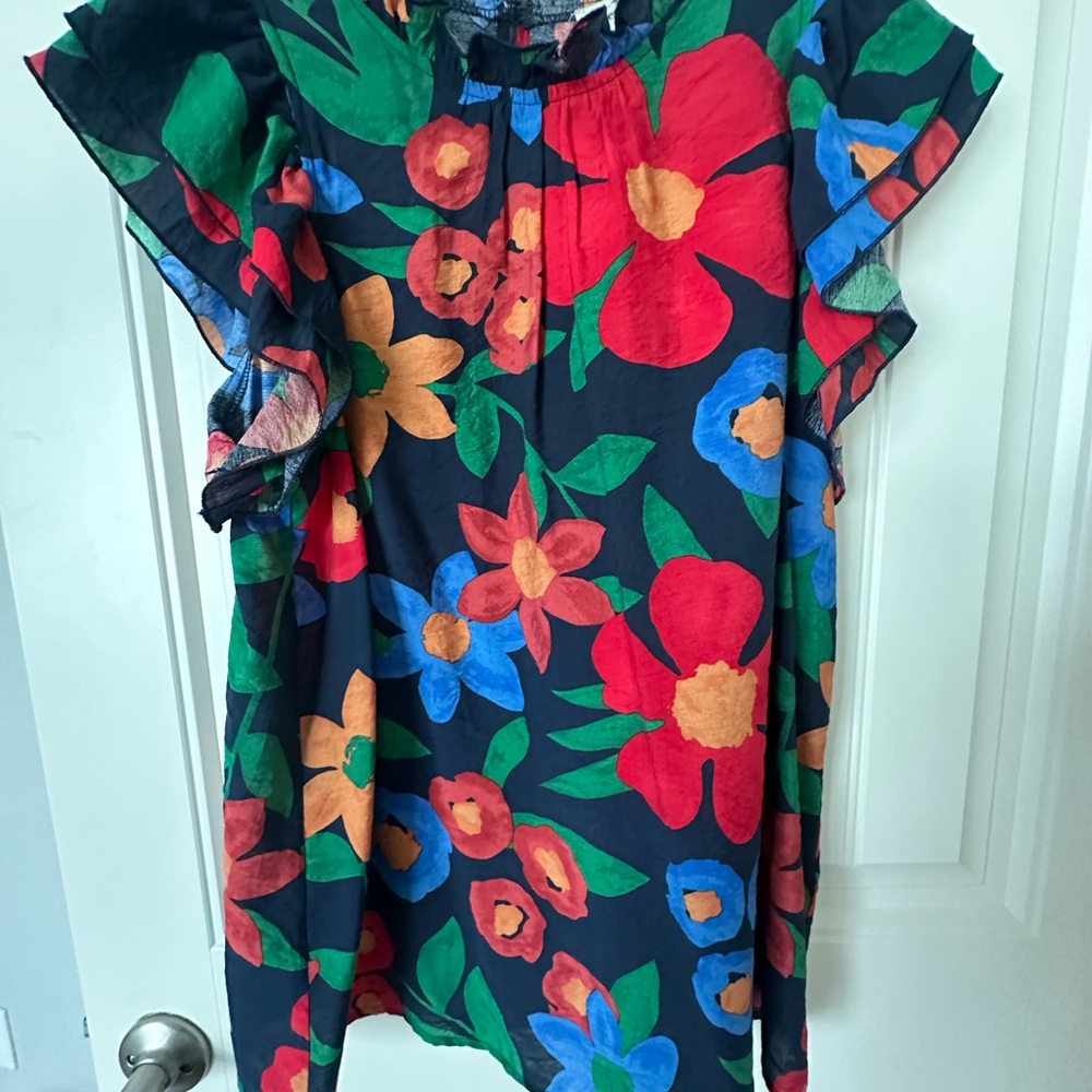 Entro Floral Top - Red, Green, Blue